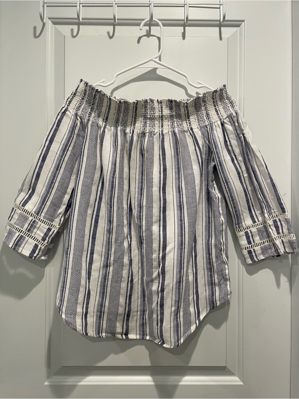 Studio West Girls' Navy & White Off-Shoulder Striped Top